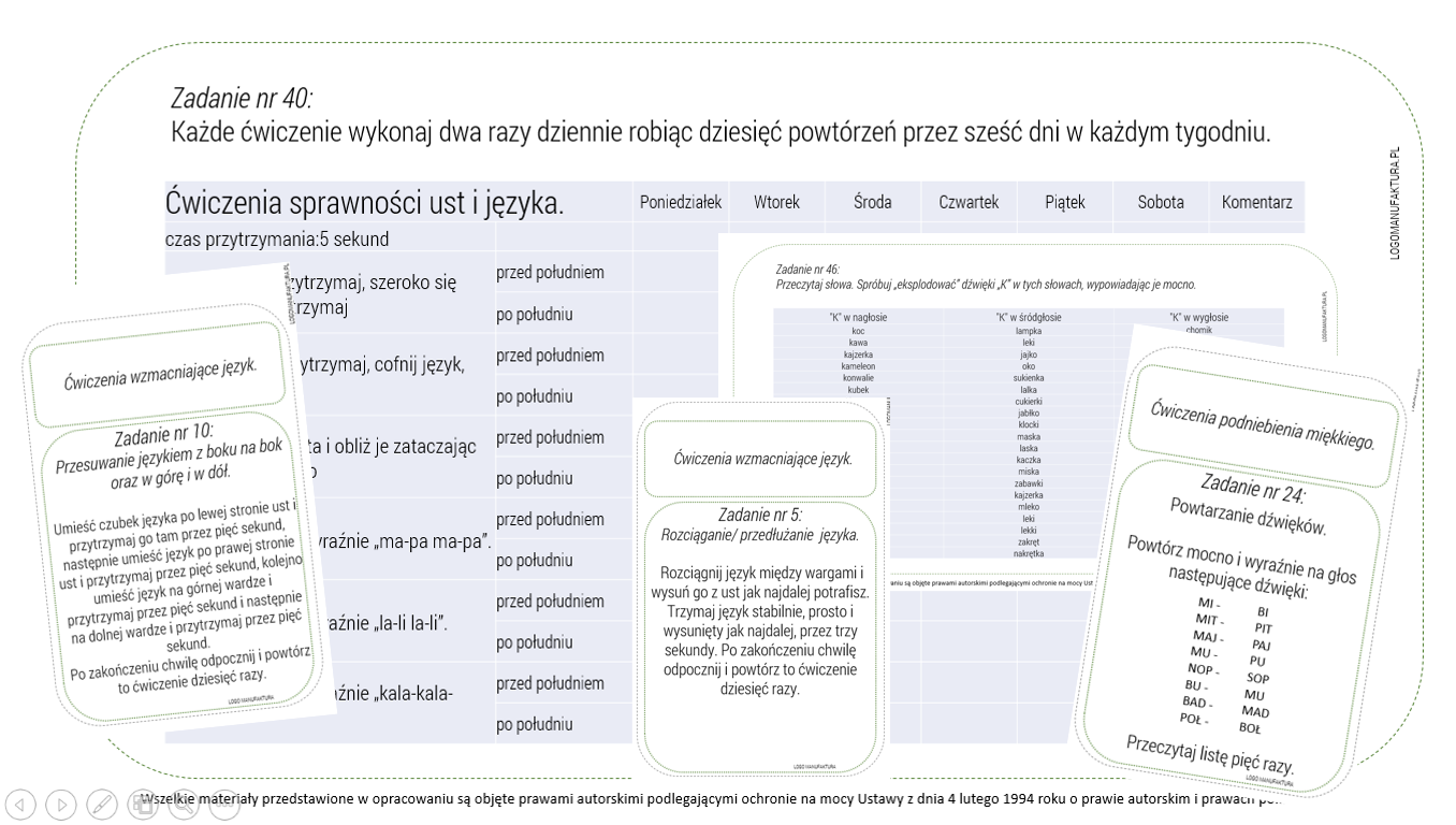 DYZARTRIA, ĆWICZENIA ZWIĘKSZAJĄCE DOKŁADNOŚĆ MOWY - LOGO MANUFAKTURA